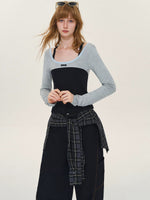 Ballet Contrast U Neck Layered Top