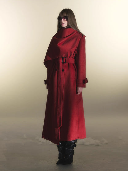Cape Scarf Double-Faced Wool Coat