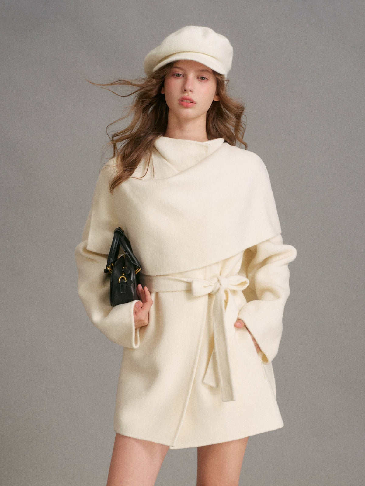 Detachable Cape Scarf Collar Coat