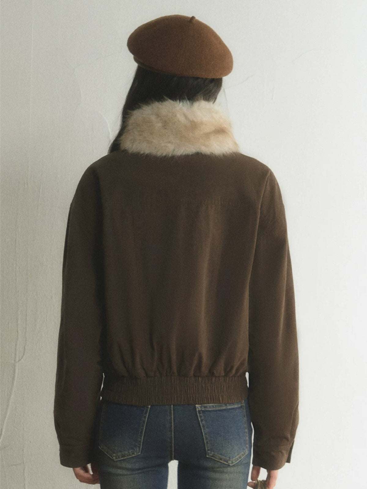 Vintage Detachable Fur-Collar Utility Jacket