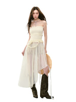 Irregular Strapless Mesh Dress