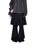 Pleated Skirt Overlay Flare Pants