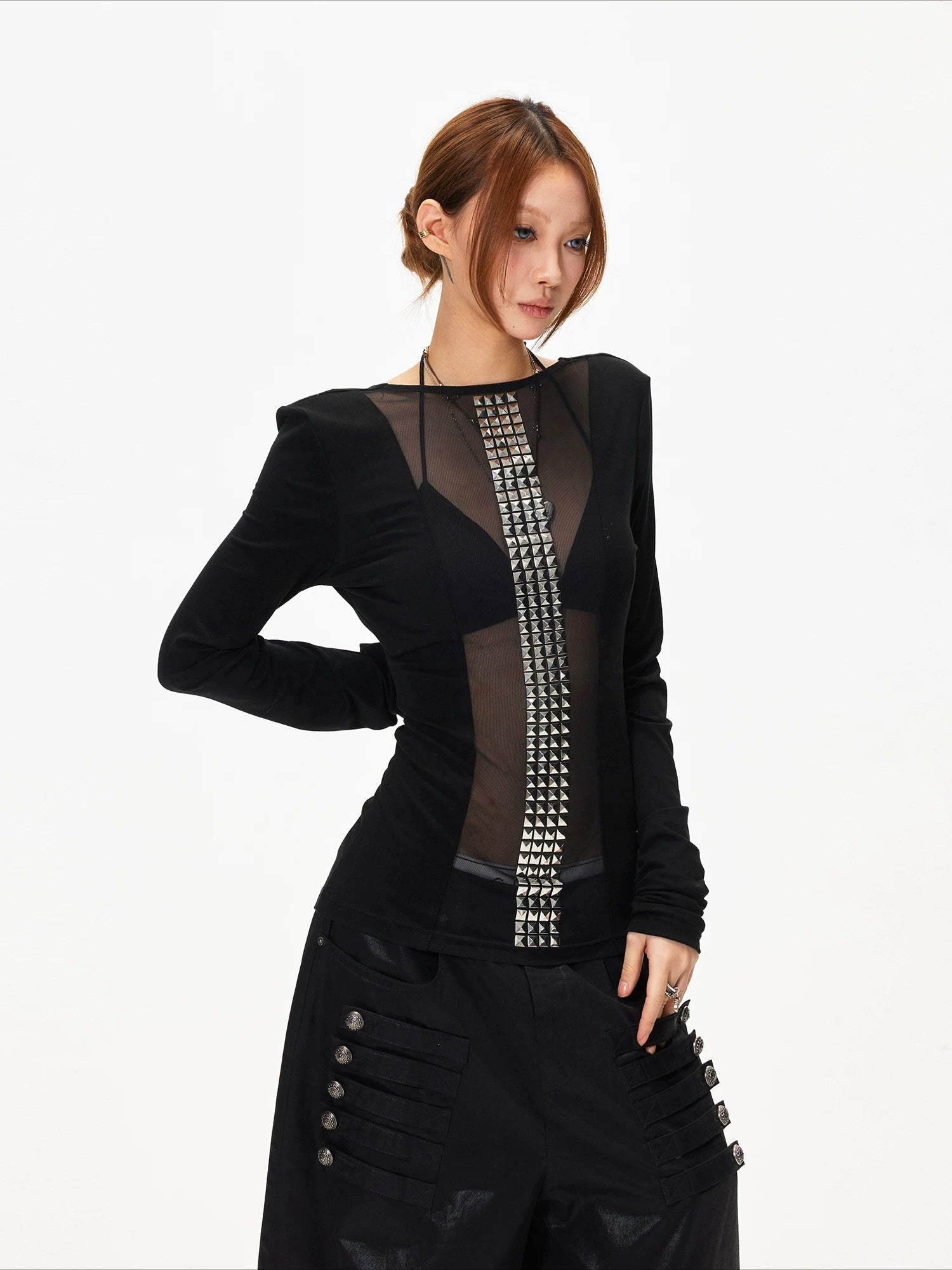 Rhinestone Mesh Tee