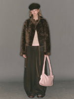 Stand Collar Cropped Fur Jacket