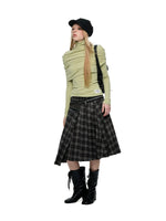 Asymmetric Pleated Midi Skirt