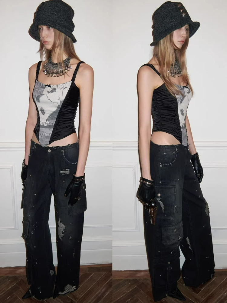 Satin Knit Corset Cami Top