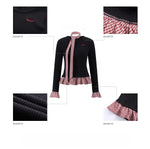Black Plaid Ruffle Long-Sleeve Top