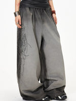 Embroidered Wide Leg Pants