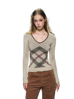 Apricot Contrast Knit Top