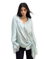 Lace Trim Lyocell Blouse