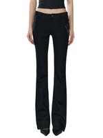 Black Low-Rise Slit Pants