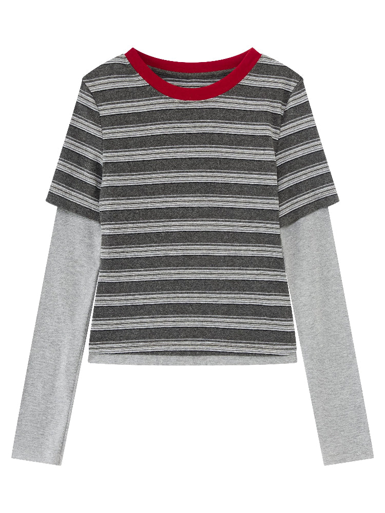 Layered Stripe Fitted Tee