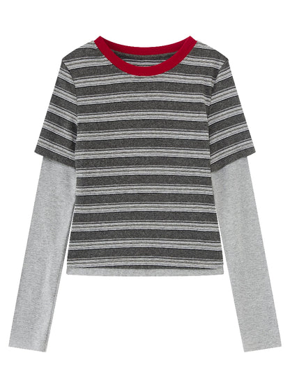 Layered Stripe Fitted Tee