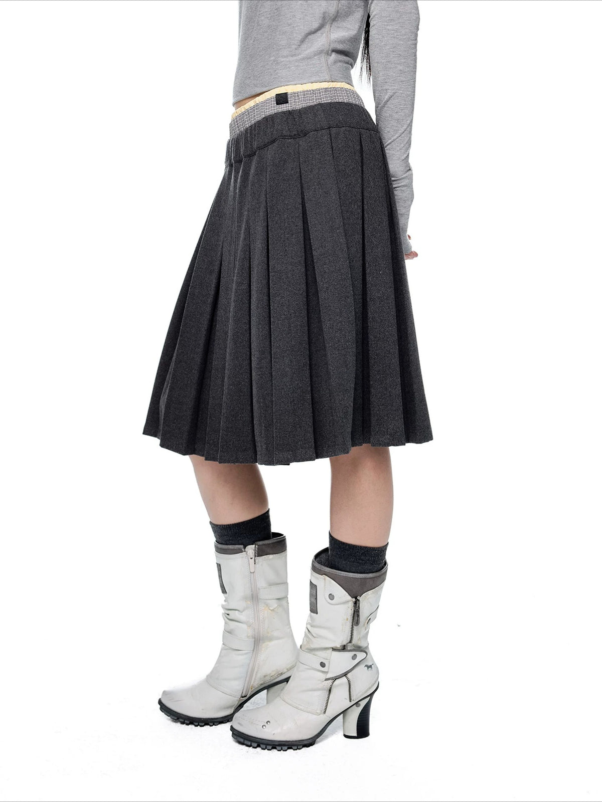 Plaid Pleated A-Line Skirt