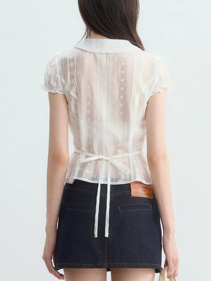 Eyelet Doll Collar Blouse