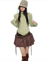 Slim Pleated Long Sleeve Top