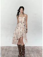 Butterfly Print Irregular Hem Dress