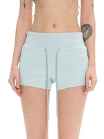 Blue Printed Slim Hoodie & High-Waist Shorts Set