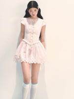 Pink Embroidered Waist - cinched Dress