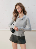 Silk Wool Cowl Neck Knit Top