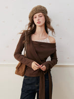 Lace Trim Twist Neck Top