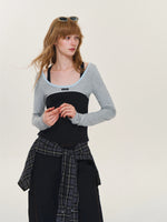 Ballet Contrast U Neck Layered Top