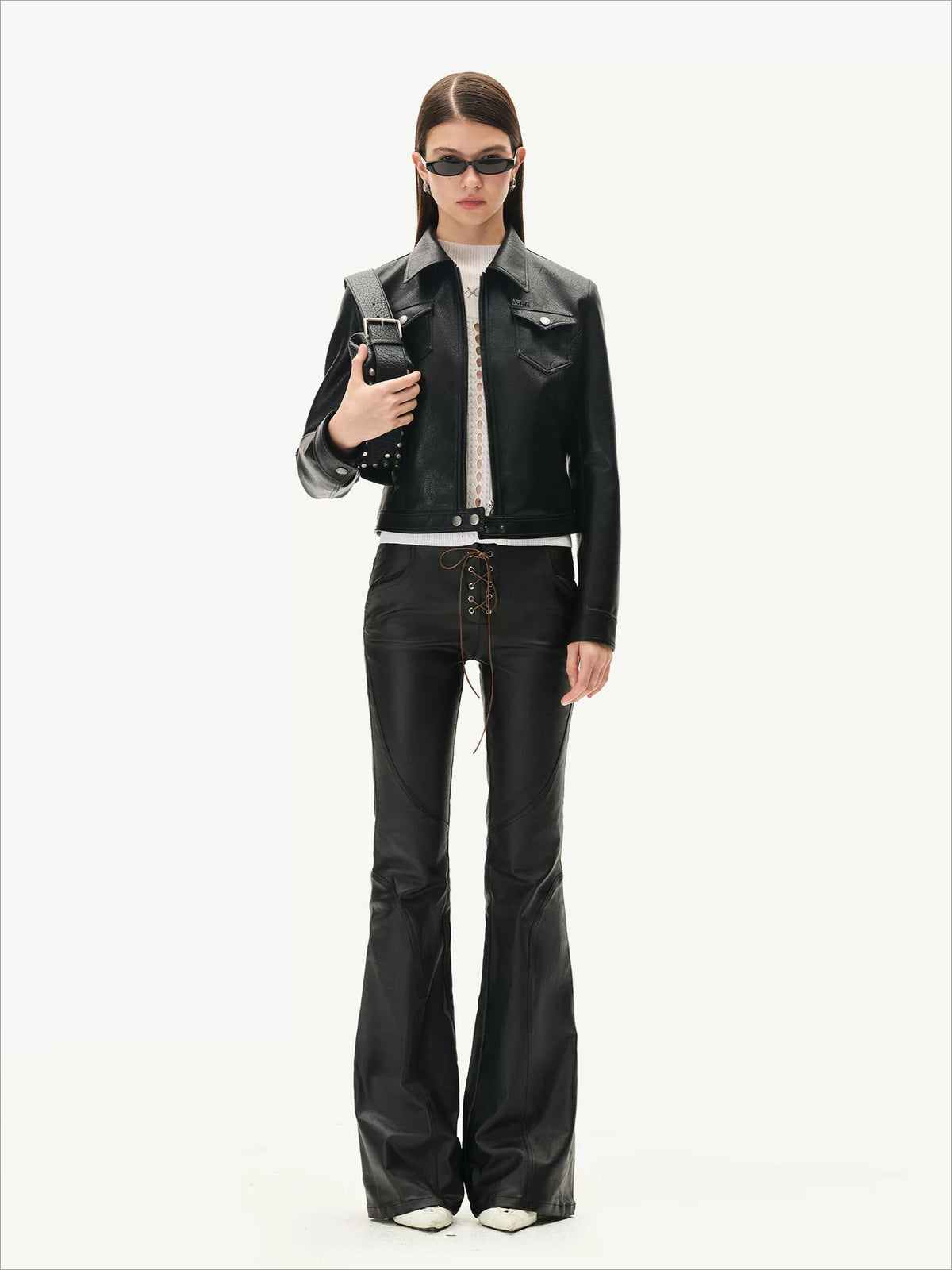Coated Medici Waxed Flare Pants