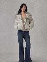 Contrast Fur Collar Puffer Jacket