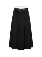 Black & Gray Pleated Midi Skirt