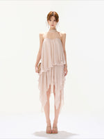 Pink Beaded Halter Dress