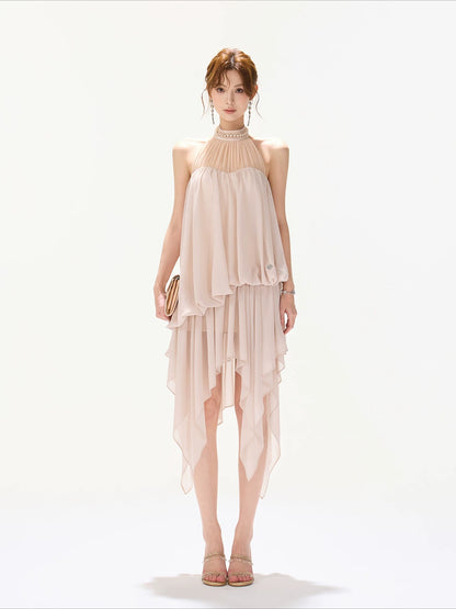 Pink Beaded Halter Dress