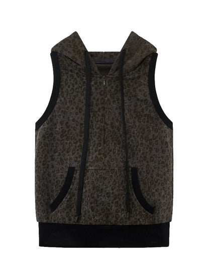 Leopard Sleeveless Hoodie