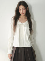White Bow Lace A-Line Pullover Shirt