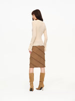 Fringed Collar Fitted Knit Cardigan
