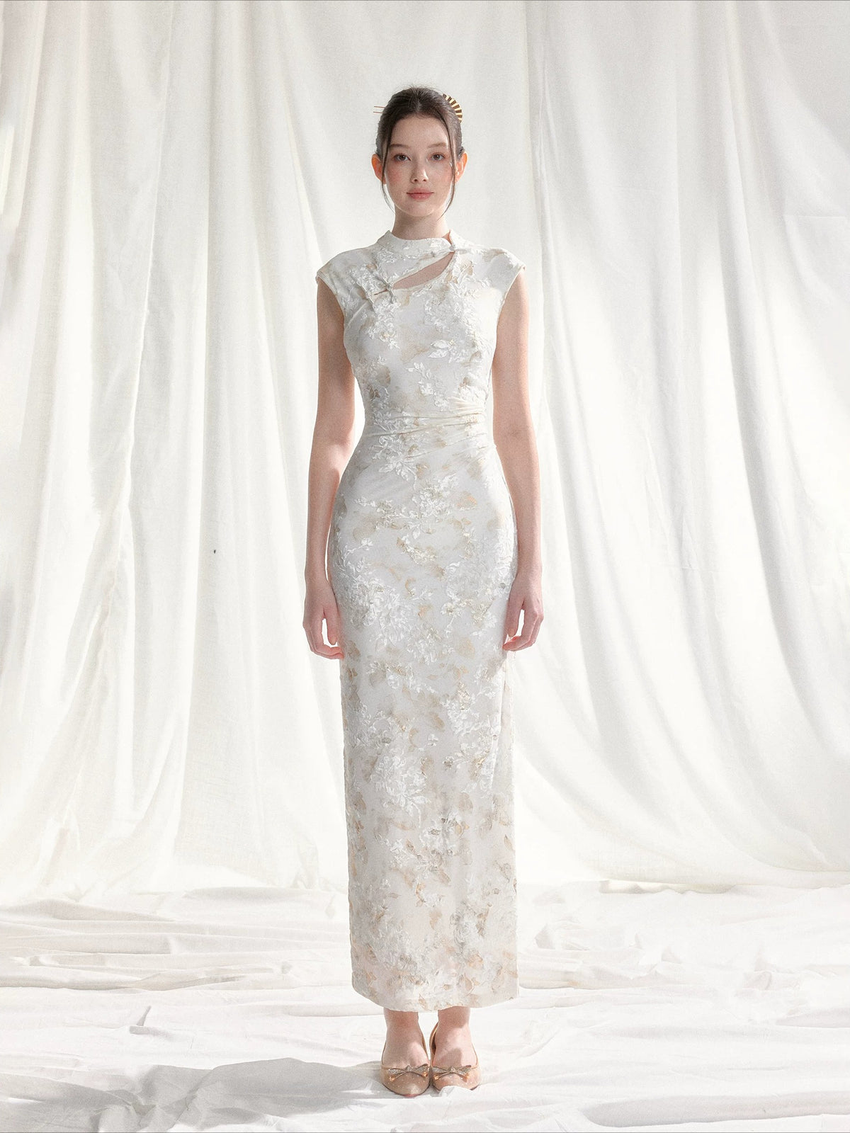Stretch Velvet Jacquard Qipao