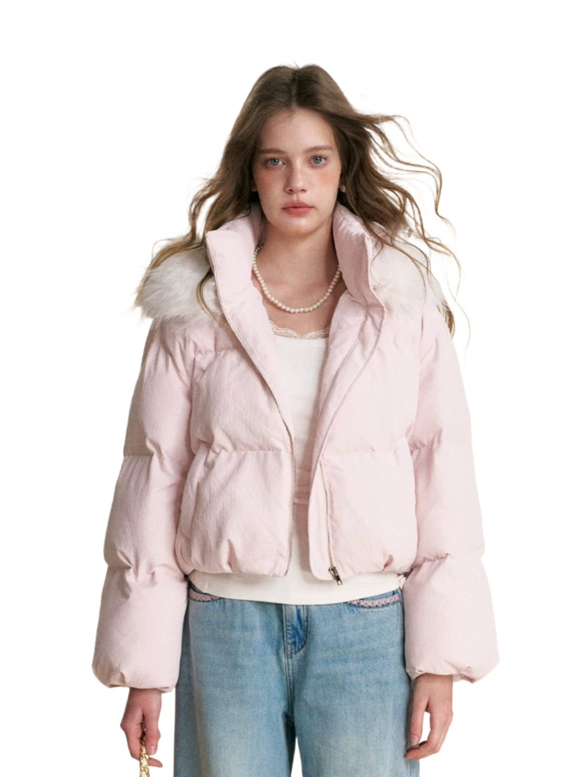 Fur Trim Hooded Down Jacket