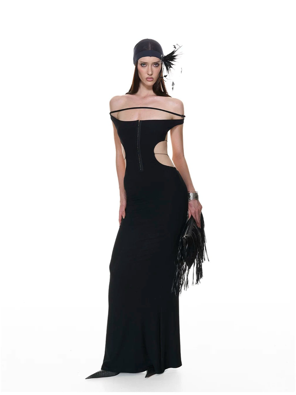 Black Lace-Up Halter Maxi Dress