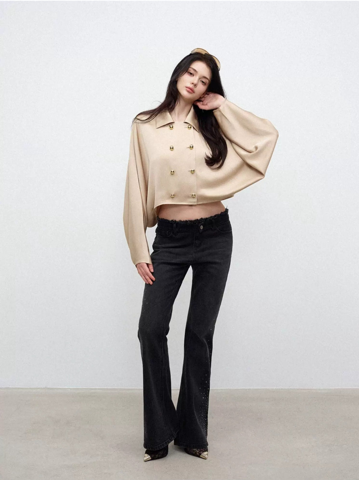 Satin Batwing Sleeve Top