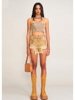 Rage Rush Denim Shorts Wild Cowboy Brown