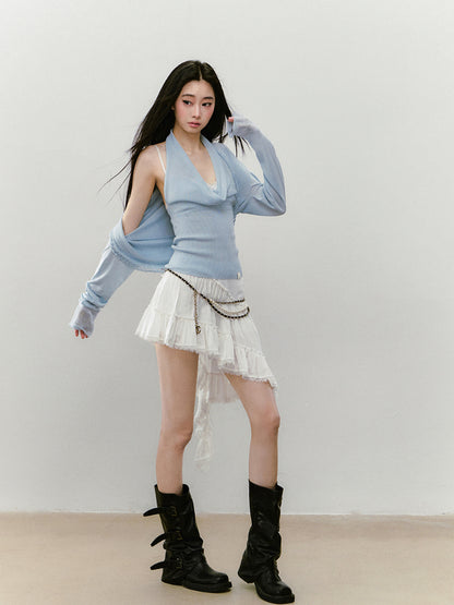 Heavy-duty Knitted Draped Neck Tank Top Set