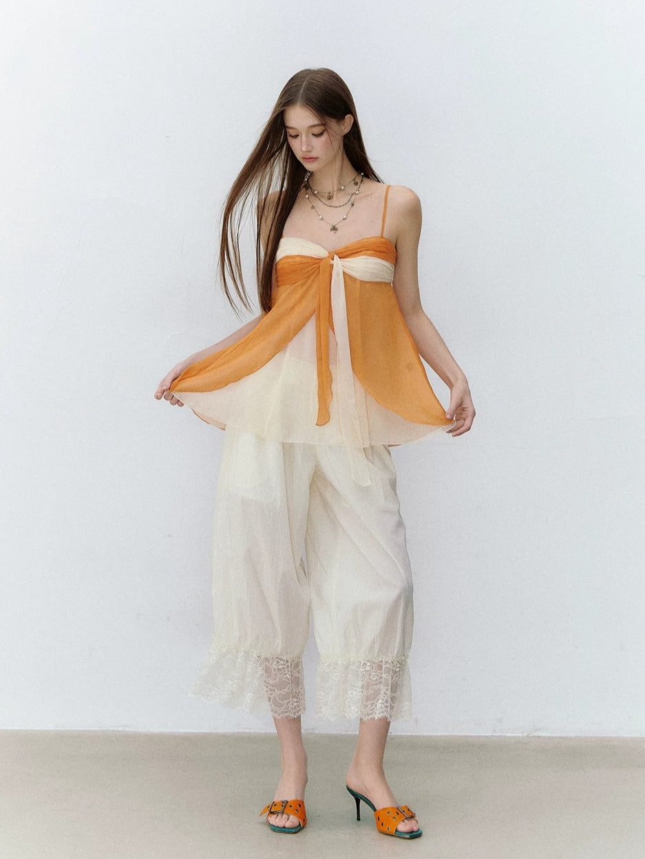 Apricot &amp; Purple Catcher Chiffon Top