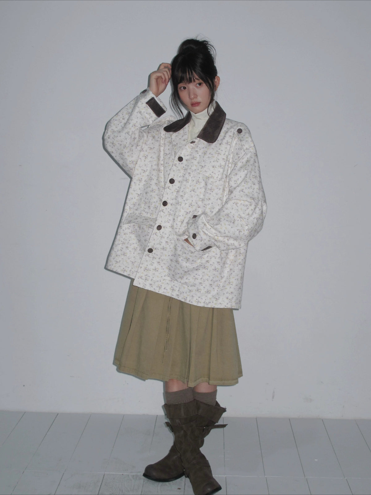 Floral Patchwork Twill Utility Coat