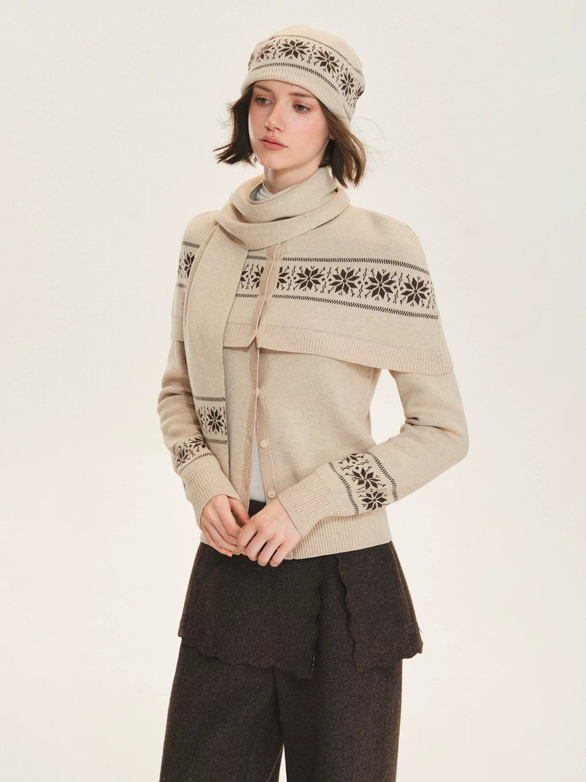 Fair Isle Knit Cape Sweater