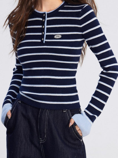 Striped Wool Knit Top