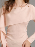 Wool Blend Cape Shoulder Knit Top
