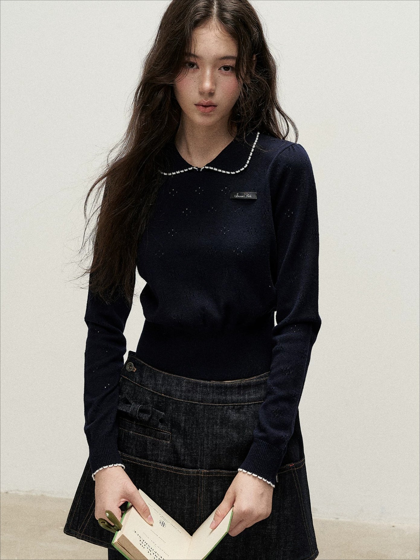 Floral Openwork Peter Pan Sweater