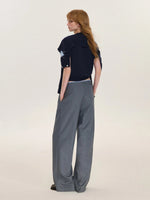 Plaid Trim Bow Detail Trousers