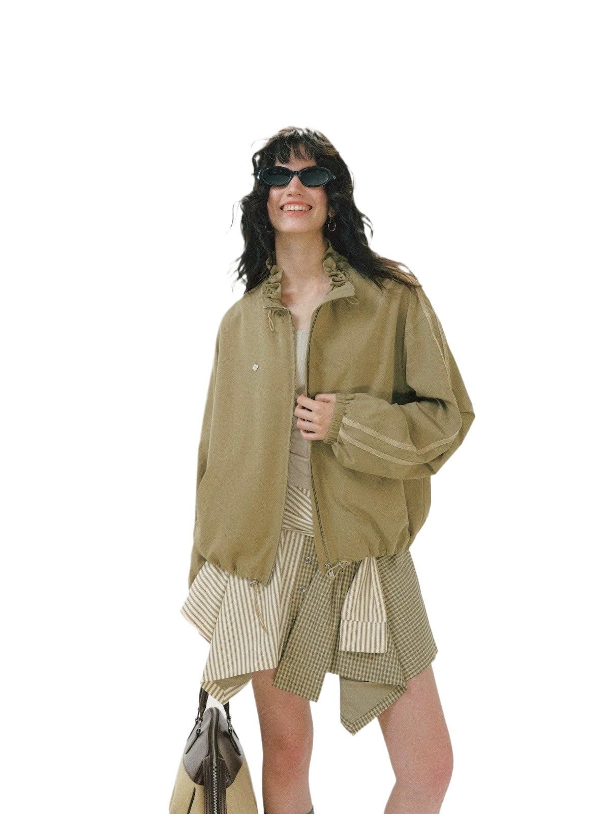 Ribbon Ruffle Drawstring Jacket