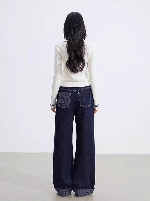 Contrast Polo Knit Top