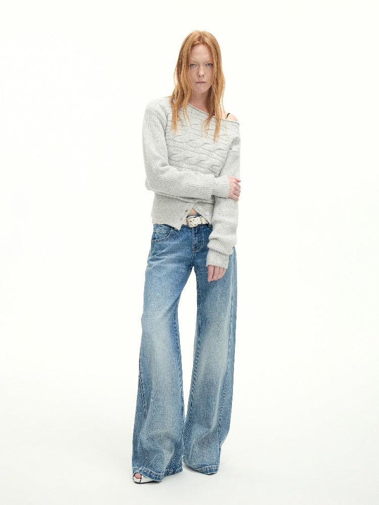 Light Blue Wash Distressed Jeans